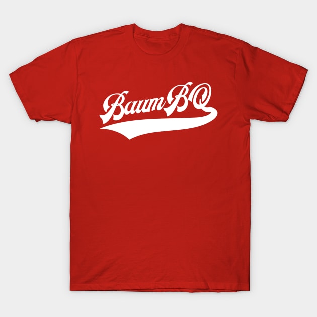 BaumBQ White Script T-Shirt by jtranphoto